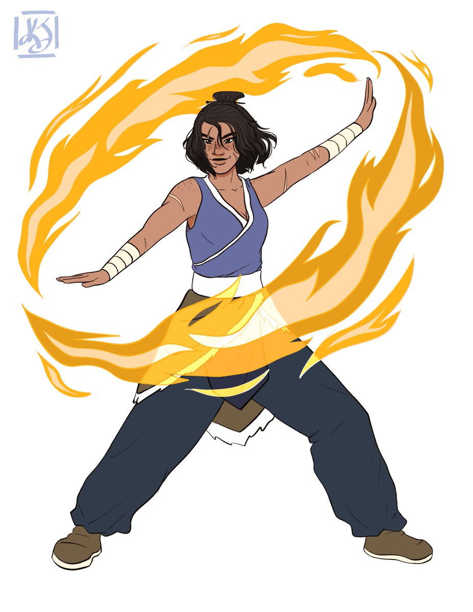 kjthenbee's tweet image. Commission for ozais-lobotomist on tumblr of of their ATLA OC, Aki 🔥

#atla #lok #atlaoc #commission