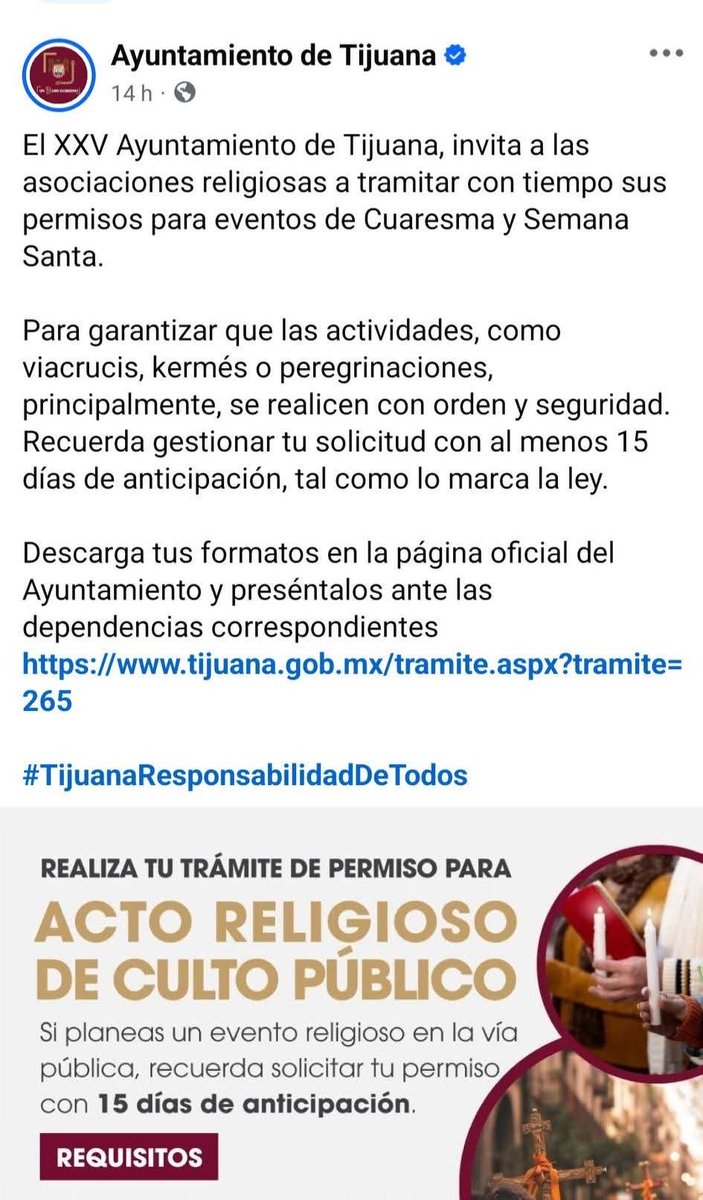 AleYaRu's tweet photo. @BurguenoTJ 

El gobierno municipal ( Tijuana) que encabezas violenta los derechos humanos de los creyentes católicos. Inventarte procedimientos administrativos e impuestos para realizar actividades durante la Semana Santa es atentar contra la libertad religiosa. 

Además estás notificando este abuso a escasas dos semanas. La gente no tiene dinero y ni siquiera
les das tiempo para recaudar dinero… pero para hacer brujerías y chamanerias están bien puestos los de @PartidoMorenaMx 

Tu impuesto es INCONSTITUCIONAL, estás discriminando a los católicos. 

Sin duda estas administraciones son regresivos e intolerantes. No me extrañaría que pretendas cobrar impuestos por tener ventanas…

#BurguenoViolenta
#LibertadReligiosa