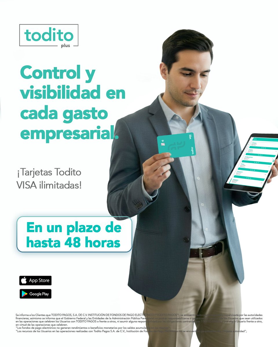 ToditoCash's tweet photo. Todo tu negocio, bajo control.
Gestiona, asigna y supervisa cada gasto desde donde estés.

#Todito #Fintech #Finanzas #Negocios https://t.co/dzjKpIYG1y