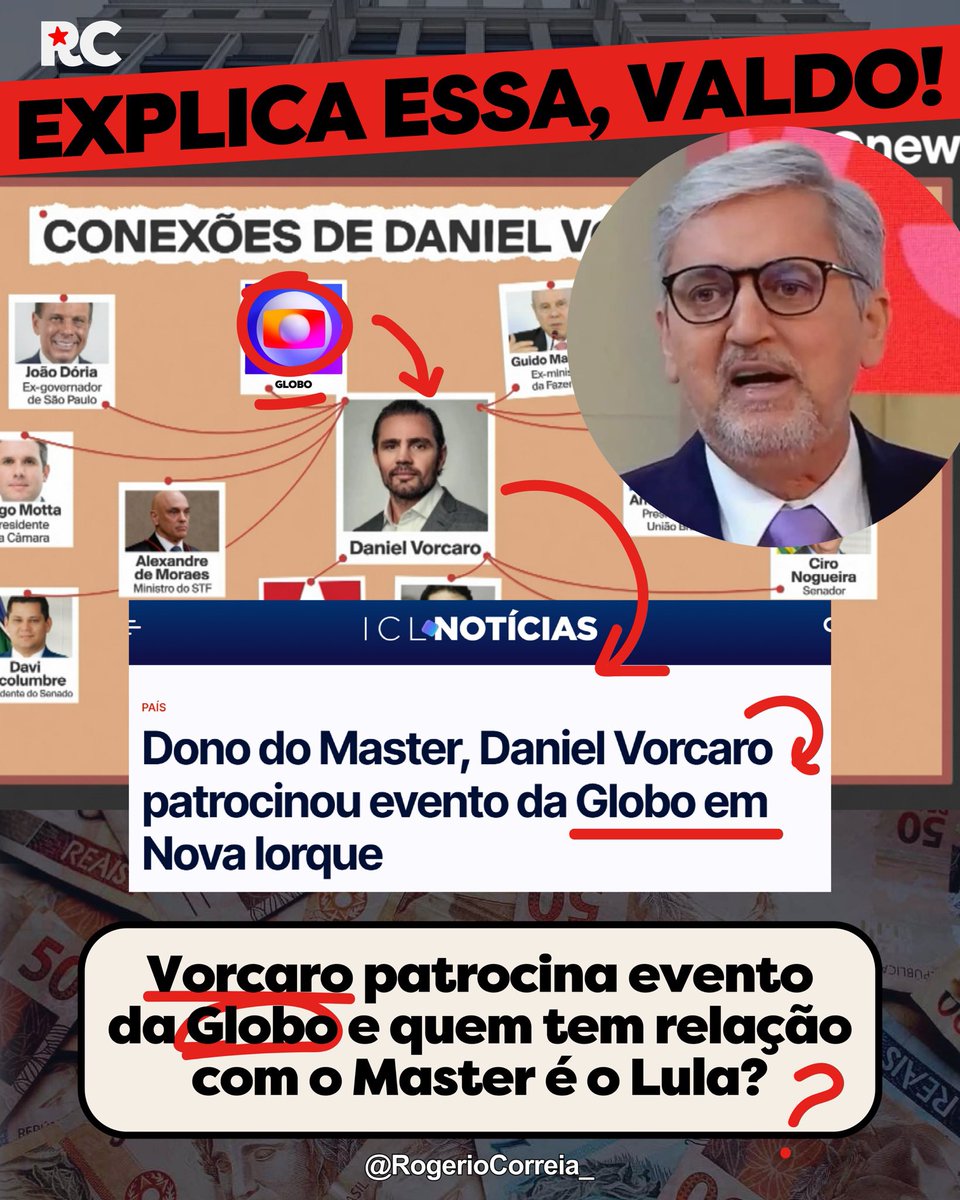 Isso a Globo não mostra: o presidente Lula não tem relação com Daniel Vorcaro. Mas olha quem tem 👇