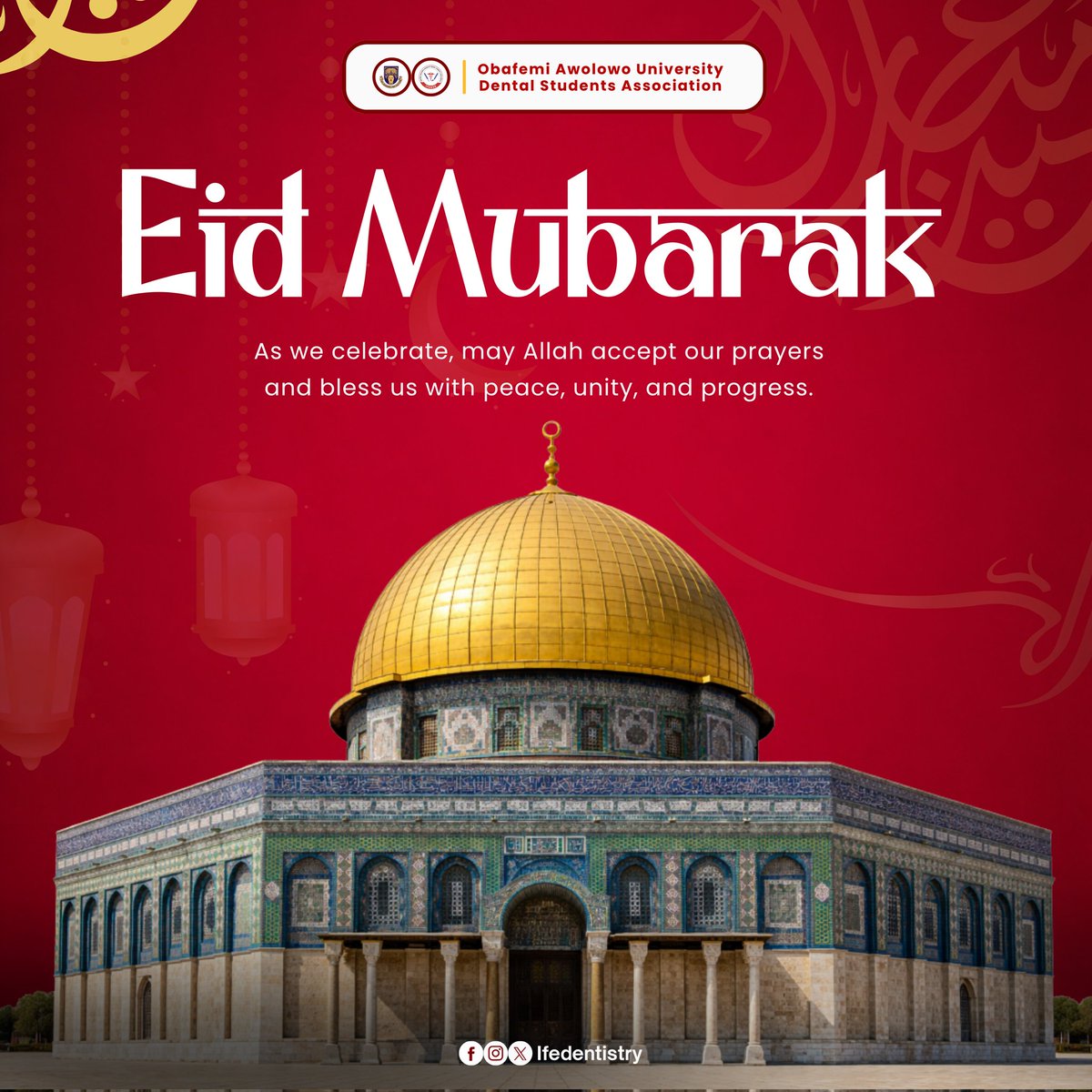 ifudsaoau's tweet photo. This season reminds us of the values of faith, sacrifice, unity, and compassion. May Allah accept your prayers, reward your devotion, and grant you peace, joy, and renewed strength.

IFUDSA extends warm wishes to all our Muslim members and the entire public.❤️

Eid Mubarak 🌙✨ https://t.co/PbByZYYslt