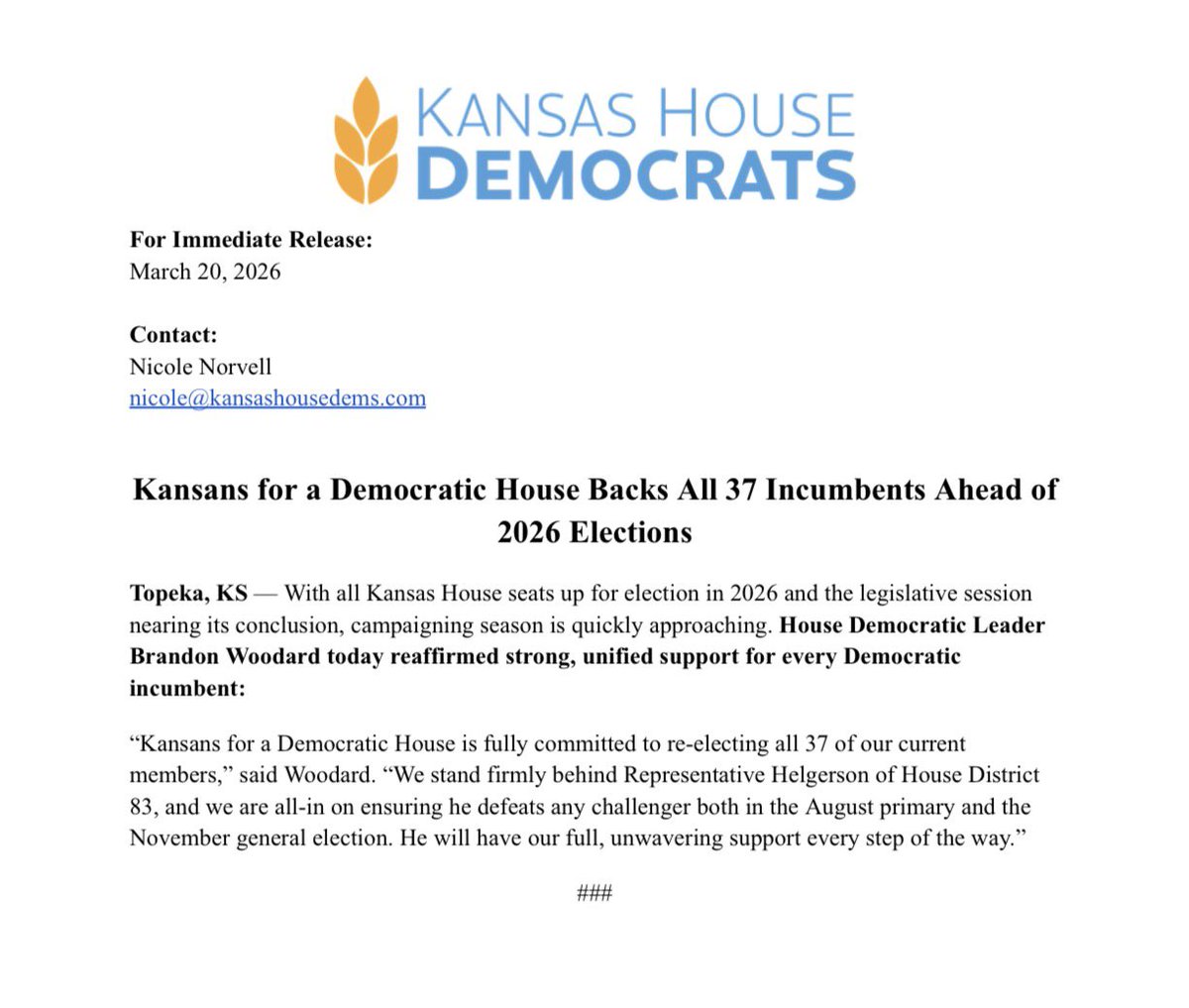 Kansas House Democrats tweet media