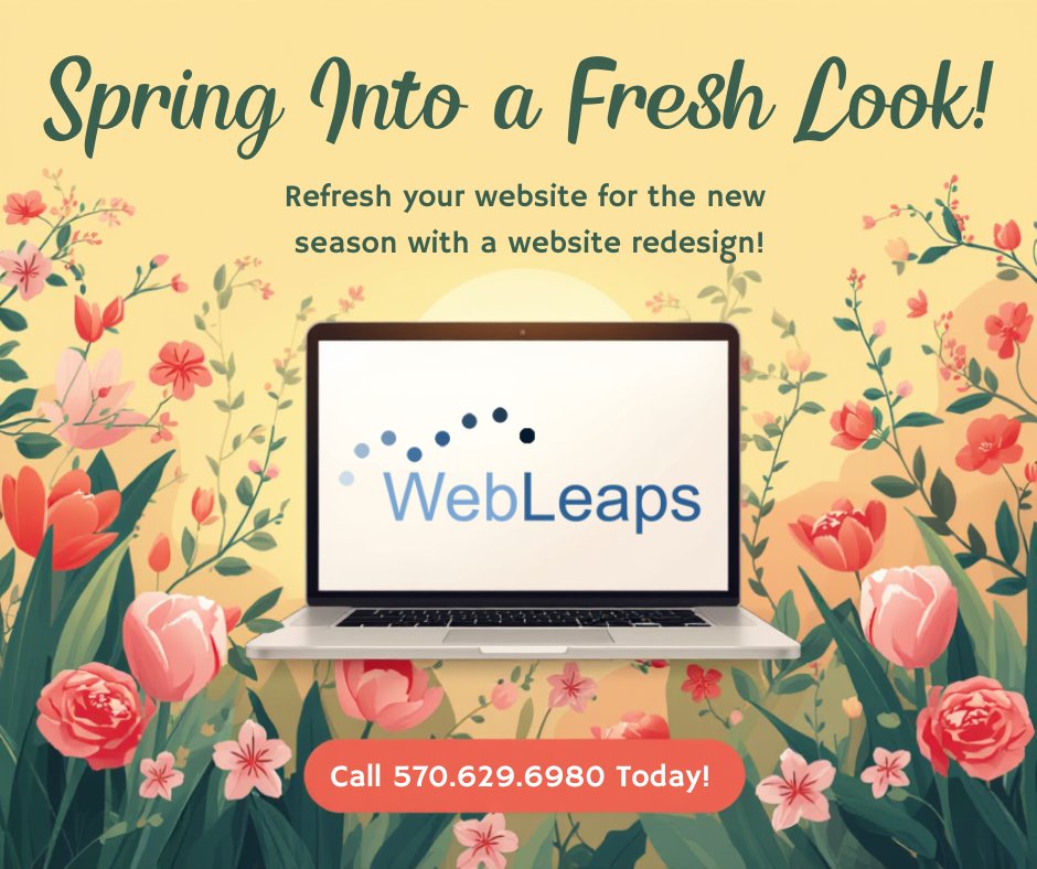 WebLeaps's tweet photo. It’s officially Spring! Is your website ready to grow with your business?

Allow the team at https://t.co/jt9ojj1Xxa to help bring your website into a valuable sales tool with a complete redesign. https://t.co/wQA0q3NvhX