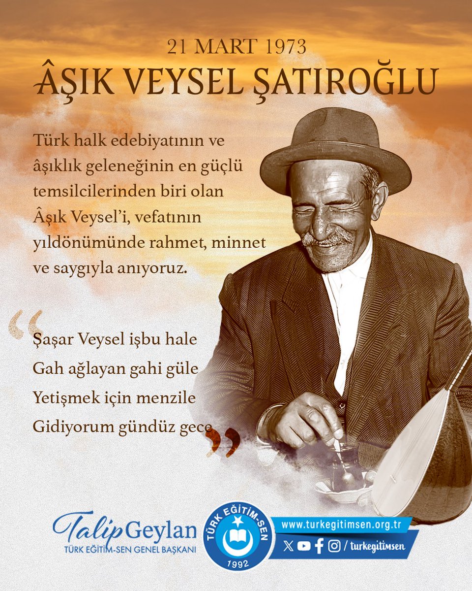 Türküz Türkü Çığırırız

Dünya dolsa şarkıyınan Türküz türkü çığırırız Yola gitmek korkuyunan Türküz türkü çığırırız

Türküz Türkler yoldaşımız Hesaba gelmez yaşımız Nerde olsa savaşımız Türküz türkü çığırırız

Türklerdir bizim atamız Halis Türküz kanı temiz Şarkı gazeldir