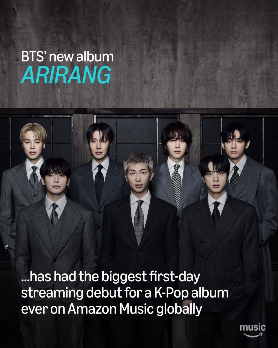ARIRANG' by BTS scores the biggest first-day streaming debut for a