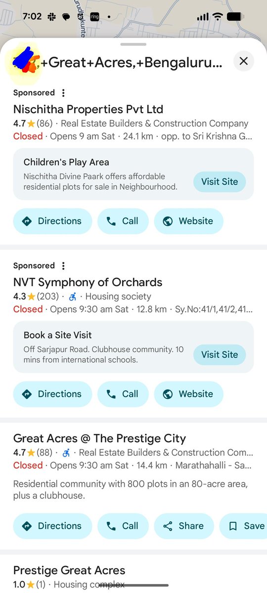biplavs's tweet photo. Hey @GoogleMaps, putting sponsored ads at the top of a direct link shared by a friend is a terrible UX. 3 out of 3 friends followed directions to the ad instead of the destination. Wasted time and massive frustration. What happened to utility over ads? 🛑📍#DarkPatterns https://t.co/5dDgh05nPK