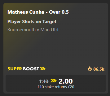 TipsCentral2026's tweet photo. On both of these superboost! 
Cunha averages 1.26 shots on target per 90

1 unit each https://t.co/Ydhd8ZFu2E