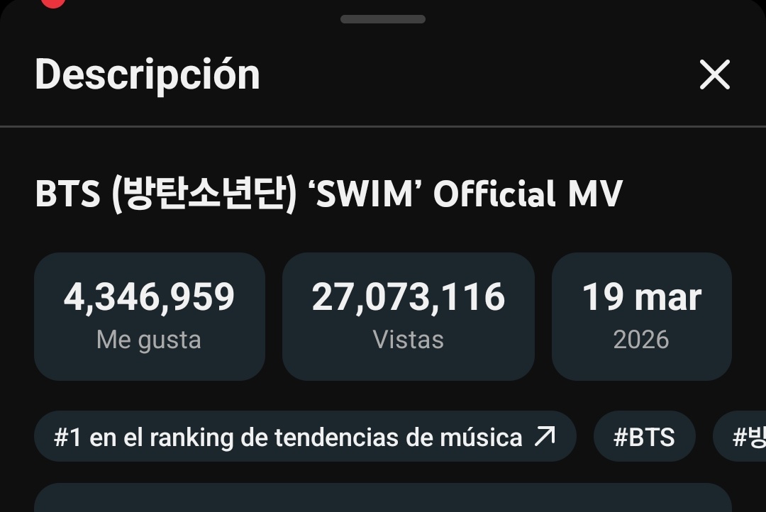EL MV "SWIM" SUPERO LOS 27M DE VISUALIZACIONES EN YOUTUBE, ESTAMOS A NADA DE PODER LOGRAR LOS 30M DE VIEWS, POR FAVOR NO PAREN!! ESTAMOS LENTOS, METAMOSLE NITRO SI QUEREMOS IR POR UNA META MAS ALTA!! 😭🔥🙏

(youtu.be/b4iVv91Z6lY?si…)

DIFUNDE EN TODAS PARTES 🗣️