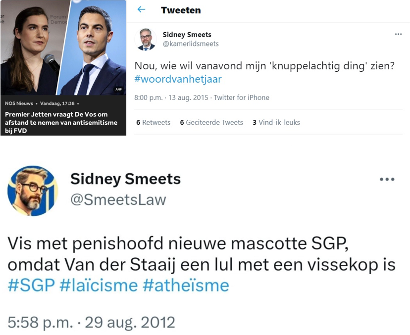 Bevolking vraagt premier Jetten openlijk afstand te nemen van D66-prominent Sidney Smeets, die Kees van der Staaij – staatsraad bij de Raad van State - een lul met een vissekop noemde.