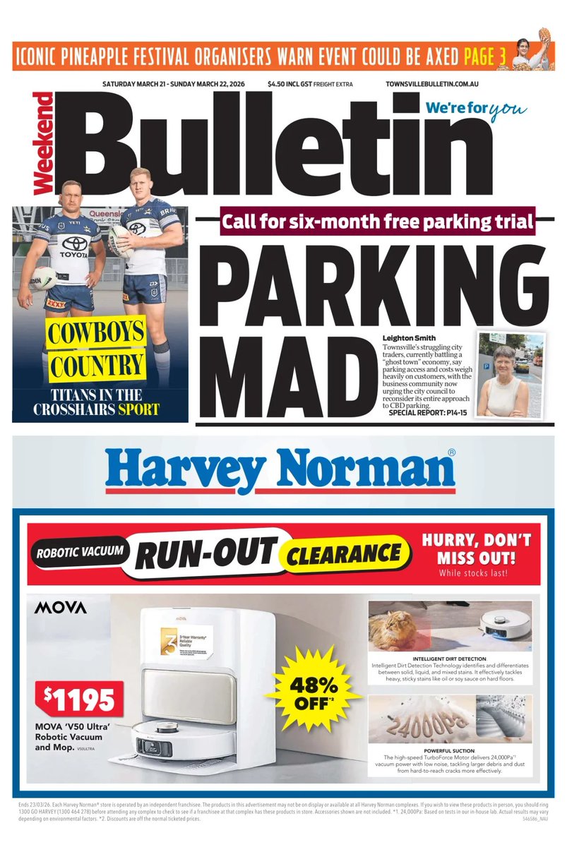 ukpapers's tweet photo. ▫ Parking mad

▫Townsville’s doubled CBD parking fees has backfired spectacularly, forcing desperate businesses to demand a council rethink on its parking strategy
▫@LeightonESmith

@tsv_bulletin #frontpagestoday #Australia 🇦🇺 https://t.co/akXYFl6MK3