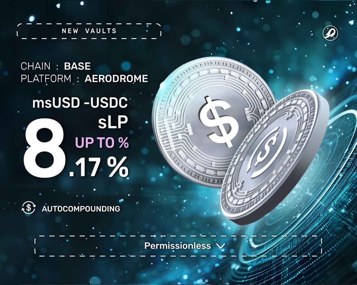 New Stablecoin Vault Live on BIM Exchange

A new opportunity just dropped on Base via <a href="/AerodromeFi/">Aerodrome</a> : 

💲 msUSD / USDC LP
📈 Up to 8.17% APY
🔄 Autocompounding enabled
⚡ Fully permissionless

This vault is designed for users looking for stable yield with optimized compounding,