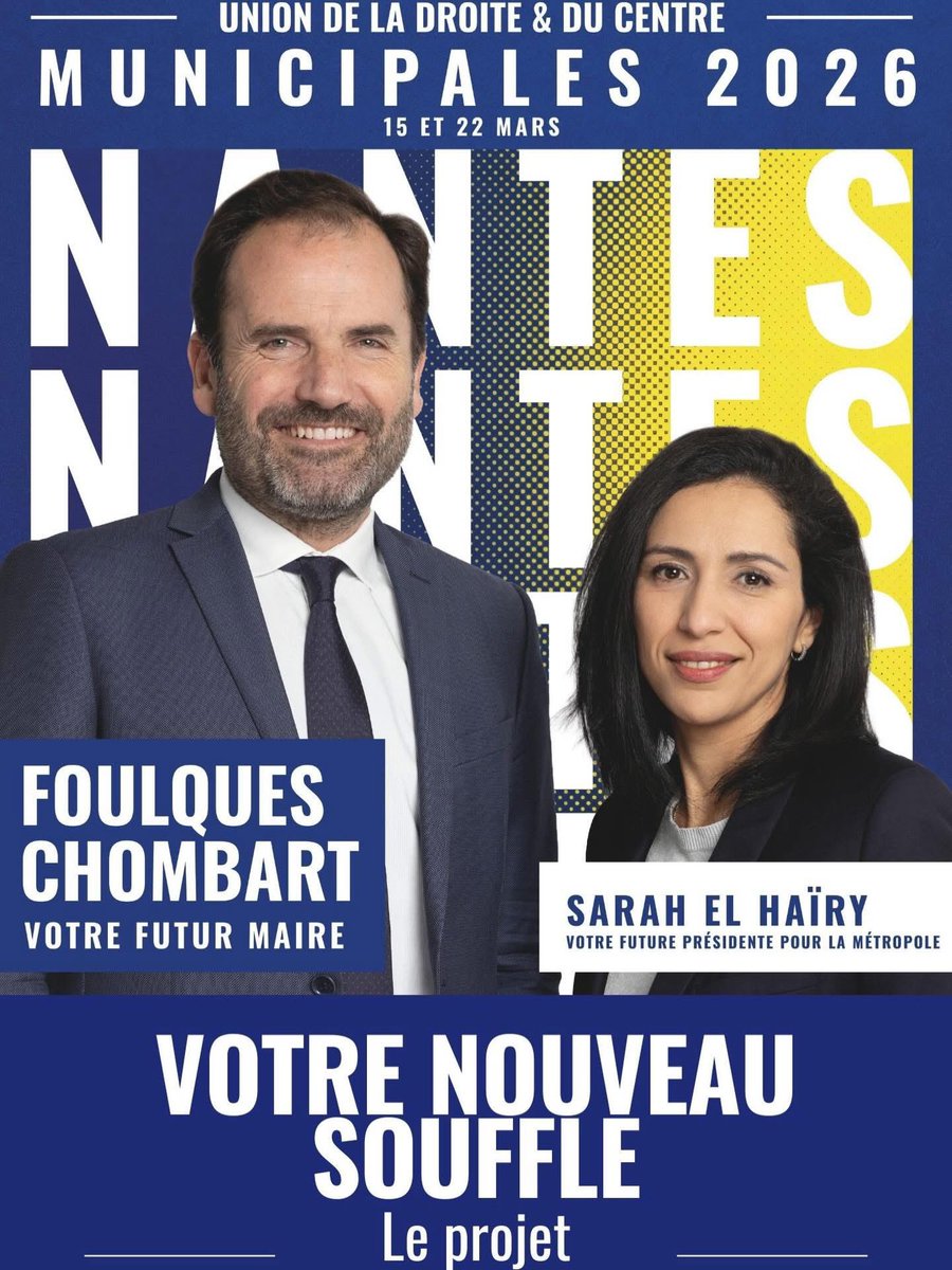 Pour que #Nantes redevienne attractive, apaisée et sûre, juste et équitable pour tous et ne soit pas paralysée par #LFI, un seul vote dimanche 🗳️ : Foulques Chombart 
<a href="/Foulques44/">Foulques Chombart de Lauwe</a> 

#Nantes #Nantes2026 #Chombart2026