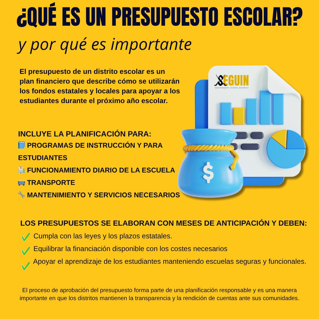 SeguinISD's tweet image. We’ll continue sharing information to help our families and community understand school finance and the planning process. 💛🖤   #BuildingRelationships