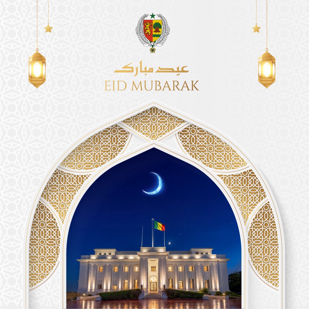 À l’occasion de l’Aïd el-Fitr, la Présidence de la République adresse ses vœux les plus chaleureux à l’ensemble de la Oummah.

Qu’Allah accepte les prières, agrée les efforts accomplis et répande Sa paix et Ses bénédictions sur le Sénégal.

Eid Moubarak à toutes et à tous.
#Aïd