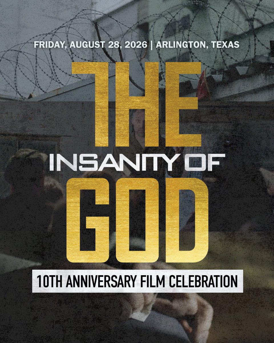 For 10 years, The Insanity of God has challenged the Church to see, remember, and respond to the reality of persecution.

Join us for this FREE 10th Anniversary Film Celebration in Arlington, TX on August 28, 2026.

RSVP: nikripken.com/10

#PersecutedChurch #Gospel