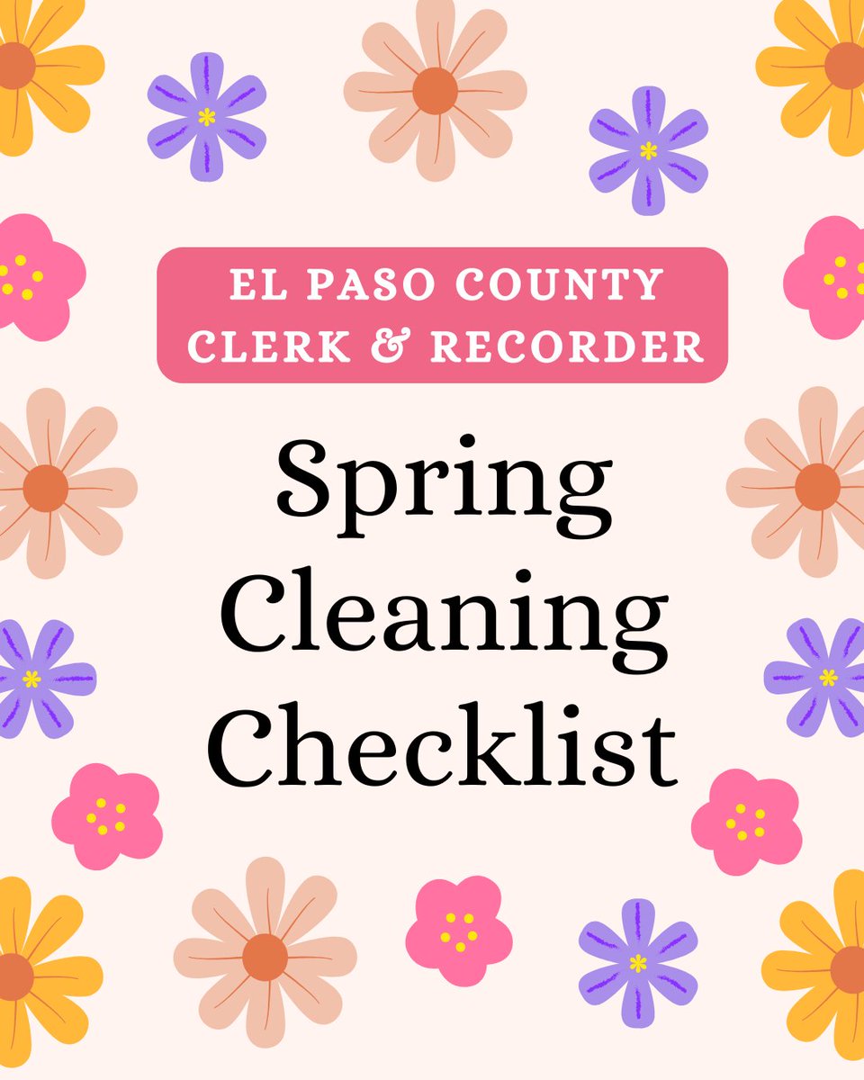 ClerkEPC's tweet image. Spring cleaning isn’t just for closets 🌷

🏡 Sign up for Property Protection
🚗 Create an online DMV account
🗳️ Update your voter registration

Quick, easy, and one less thing to worry about later 🌞

#HappySpring #ElPasoCounty #PropertyProtection #DMV #VoterRegistration