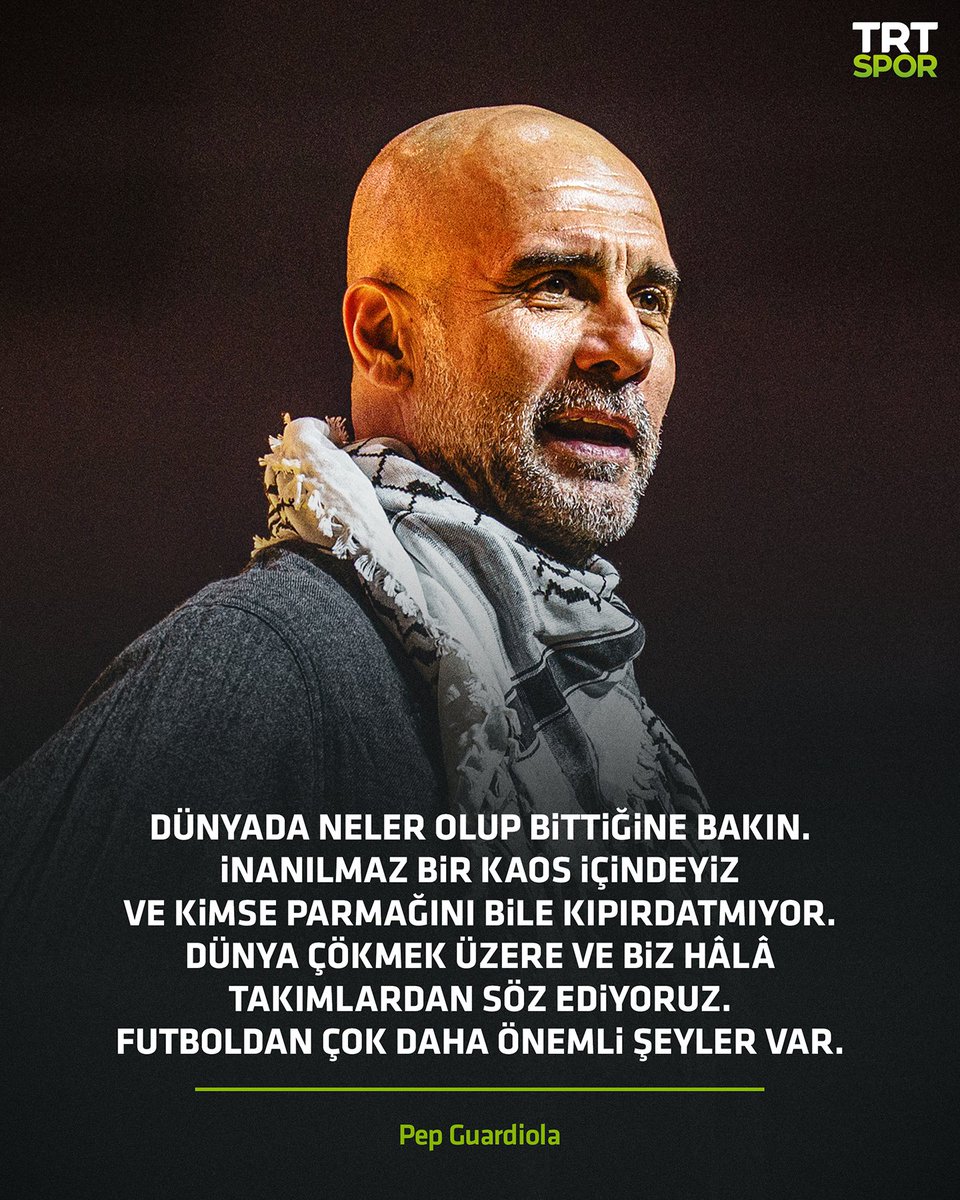 🗣Pep Guardiola: "Dünyada neler olup bittiğine bakın. İnanılmaz bir kaos içindeyiz ve kimse parmağını bile oynatmıyor."