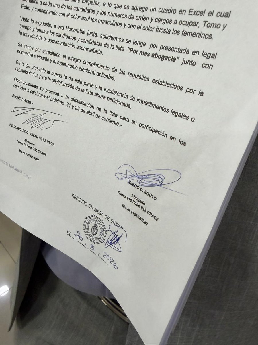 ELECCIONES EN CPACF 21 y 22 de ABRIL! Hoy presentamos lista, súmate a @pormasabogacia para que el Colegio sea conducido por colegas como vos!