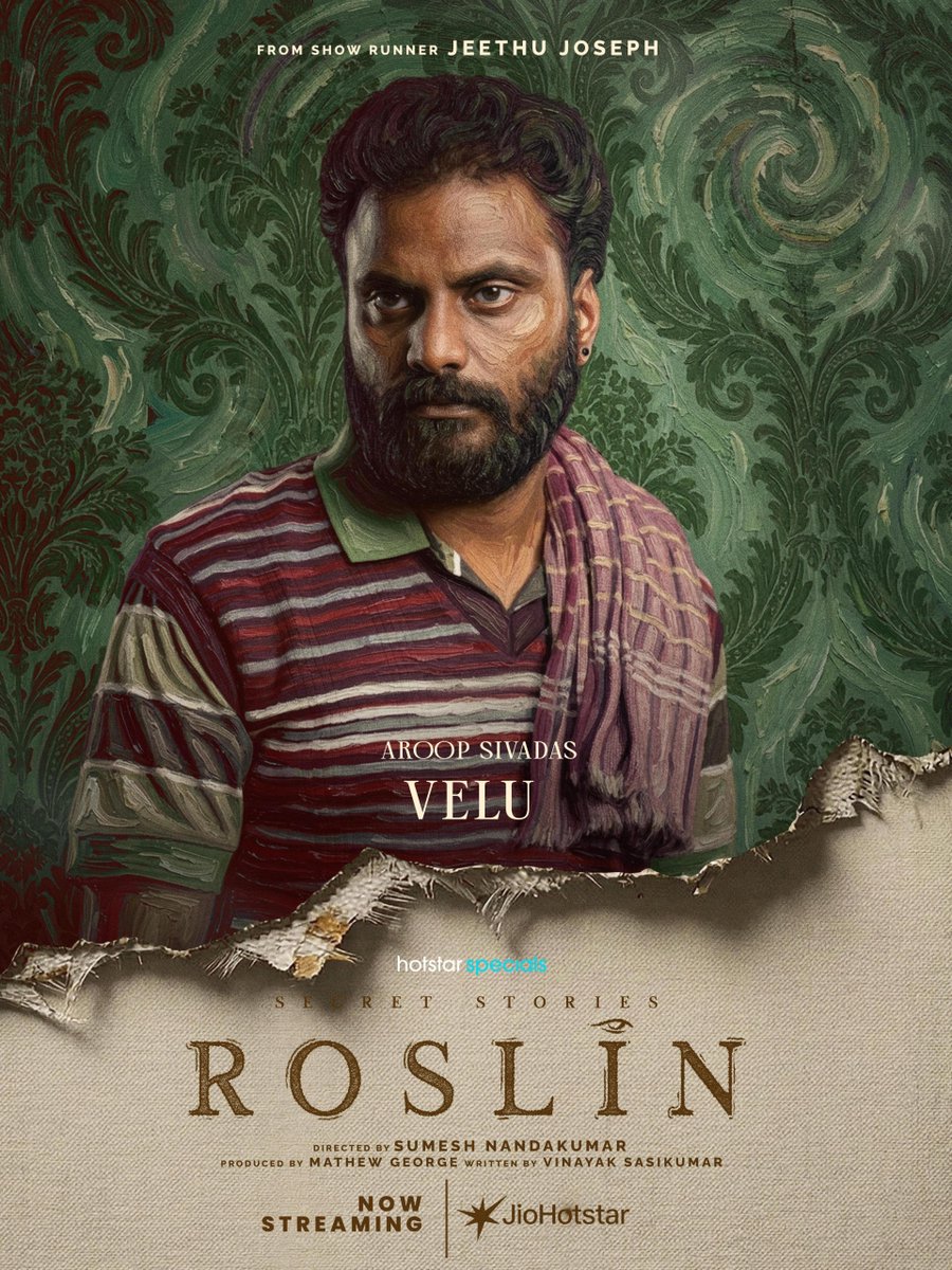 JioHotstarMal's tweet image. Introducing Aroop Sivadas as Velu in Secret stories: Roslin, streaming exclusively on JioHotstar.

@jeethu4ever @ActressMeena_ 

#HotstarSpecials #Roslin #Webseries #Thriller #Drama #JioHotstar #JioHotstarMalayalam #NowStreaming