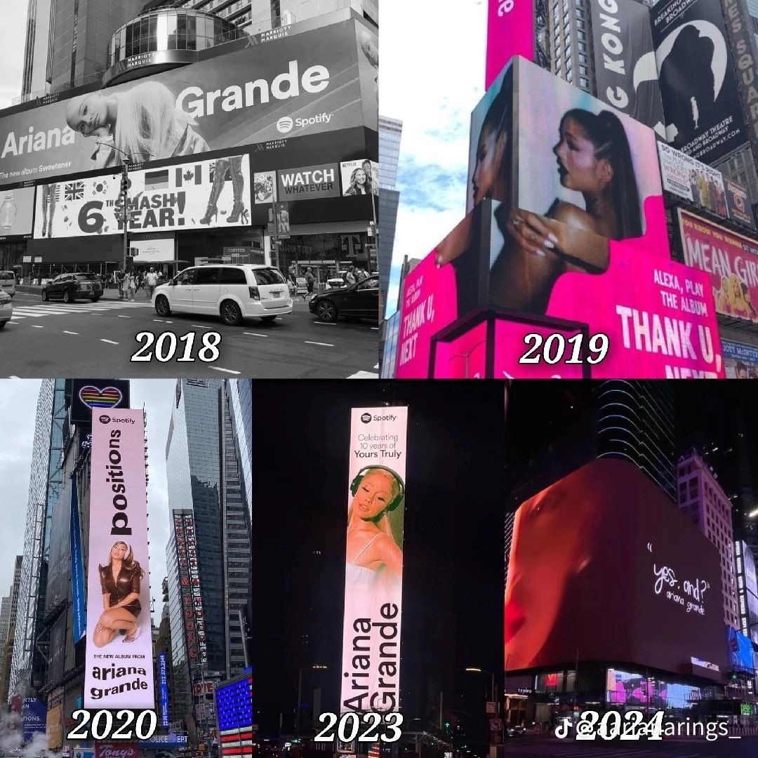 ariana in new york times square over the years
