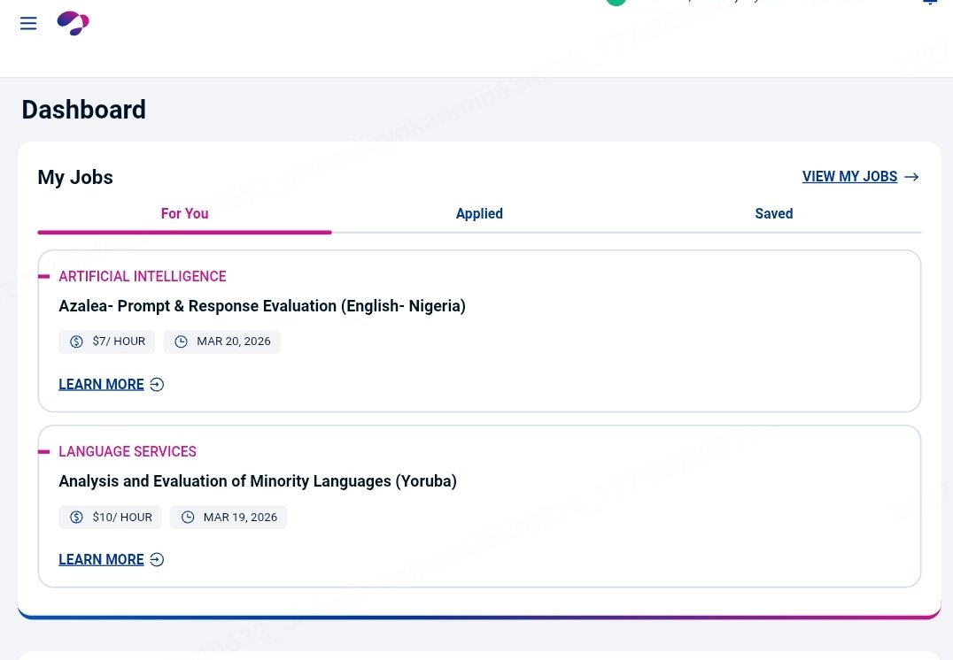 🚨 Outlier is not the only platform paying in dollars…
If you’re serious about AI work, you should also be looking at OneForma 👇

💼 What you’ll do:
• AI Prompt &amp; Response Evaluation
• Data Annotation
• Reviewing and rating AI outputs
💰 Payment:
👉 Around $7/hour
🌍 Works
