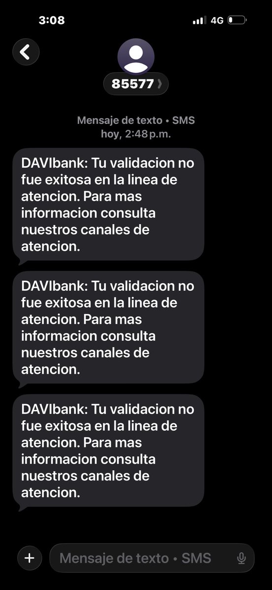 pezxtreme's tweet photo. @DAVIbankCol_ como no fue exitosa mi validación y si legan SMS a mi número telefónico https://t.co/q1Cl8H0ZvD