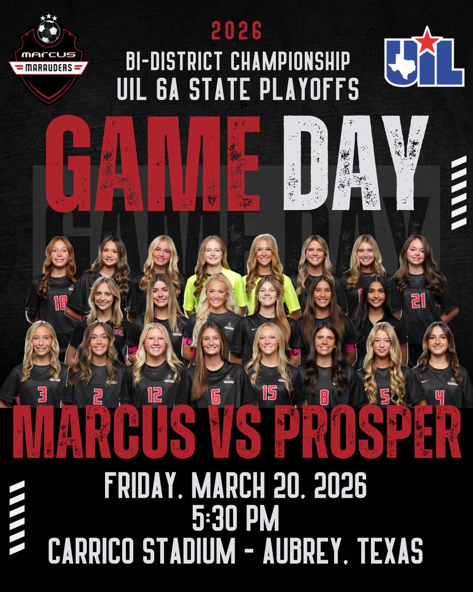 Marcus_MMFCG's tweet photo. IT’S TIME! The 2026 State Playoffs are here, and MMFCG is ready for the Bi-District Championship tonight against Prosper!

Be there and be LOUD!
LET’S GO BIG RED!!!
#wearthetarget 🎯⚽️❤️ https://t.co/NWq846lcxt