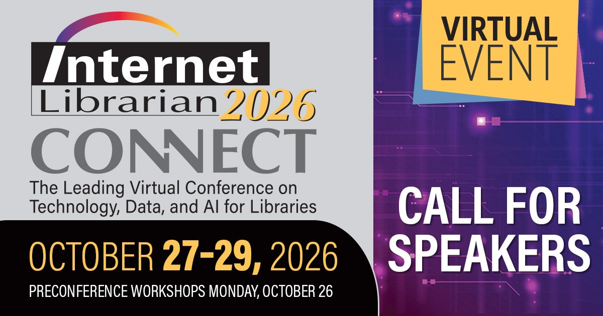 ITI_143's tweet photo. Your library idea deserves a bigger stage.
Speak at #InternetLibrarian this October.

Don’t miss your shot.

Submit your proposal: https://t.co/M5AalEQoeX https://t.co/Bs9Yp1w5U6