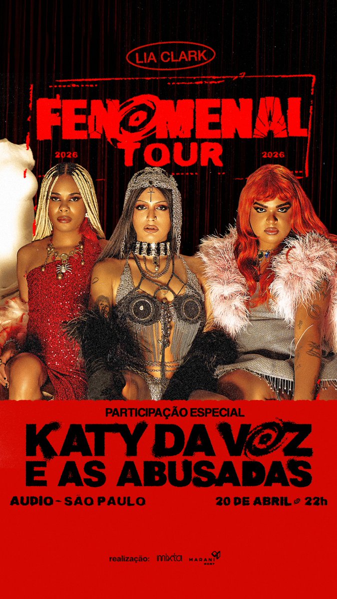 liaclarkcentral's tweet photo. 🚨🚨 !! ATRAÇÃO CONFIRMADA: KATY DA VOZ &amp; AS ABUSADAS !! 🚨🚨

Diretamente de Grajaú, o trio que agita a cena alternativa da música nacional está CONFIRMADO no palco da FENOMENAL Tour dia 20 de Abril na AUDIO

💥💥 LOTE PROMOCIONAL LIBERADO 💥💥

ingressos: link na bio https://t.co/47XI9dQSzs