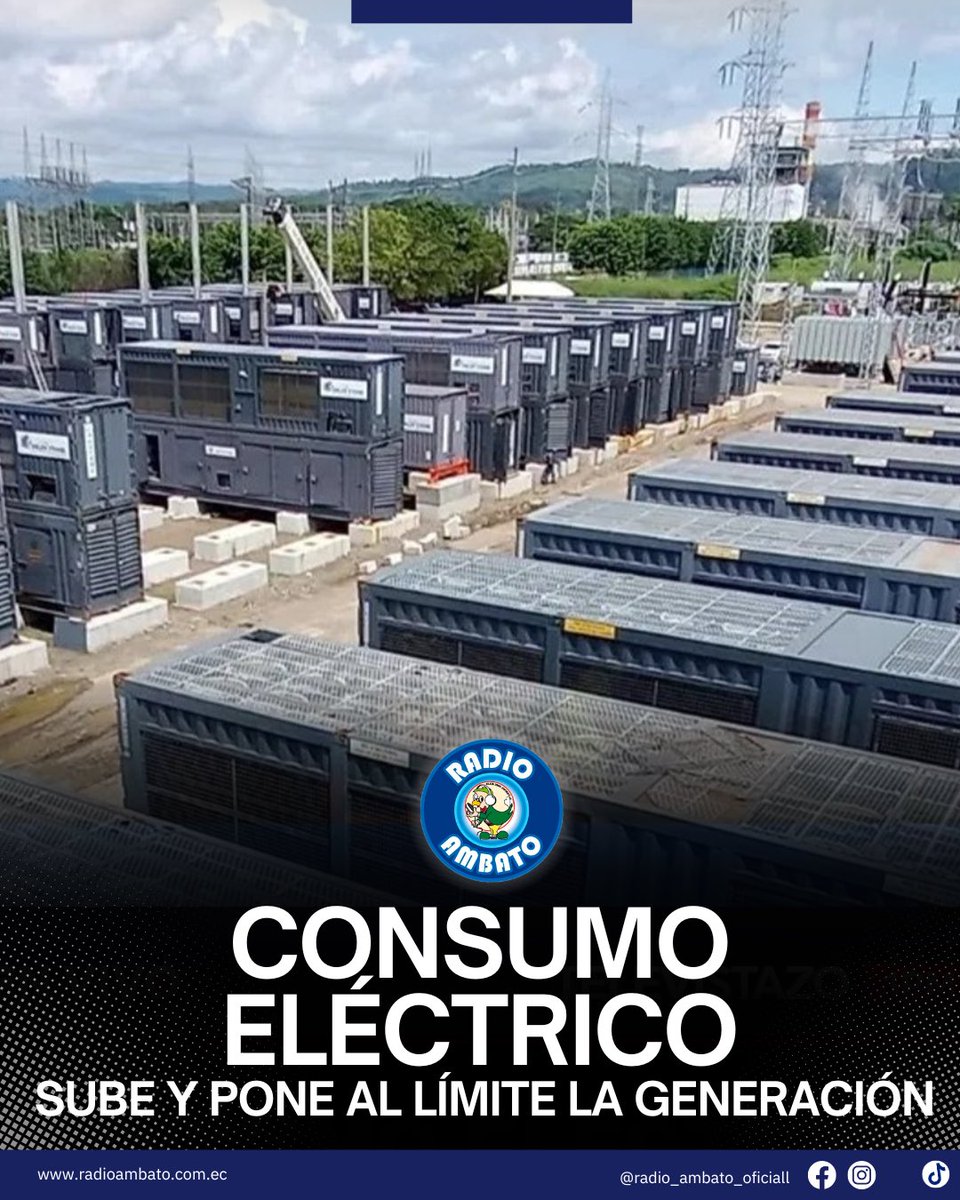 #ATENCIÓN | El consumo eléctrico en Ecuador aumenta entre las 19:00 y 22:00, obligando a las generadoras a operar a máxima capacidad.
#RadioAmbato #Energía #Ecuador #Electricidad