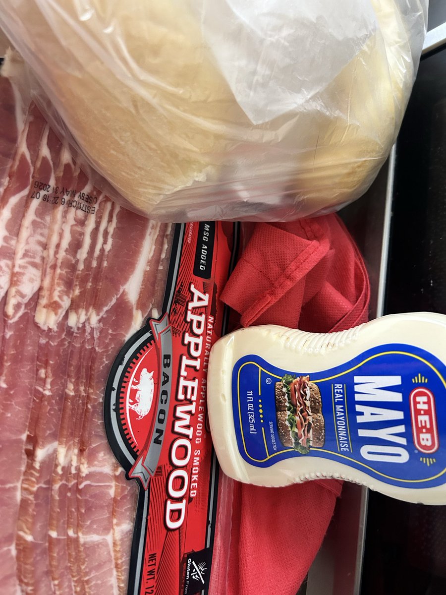 DURTYJERZEYRRAT's tweet photo. Damn it, @levy_sir photo of bacon sammiches inspired me to get all of this at HEB 😋 #foodupdate @SoPrettyDoodles https://t.co/cruex2DuAY