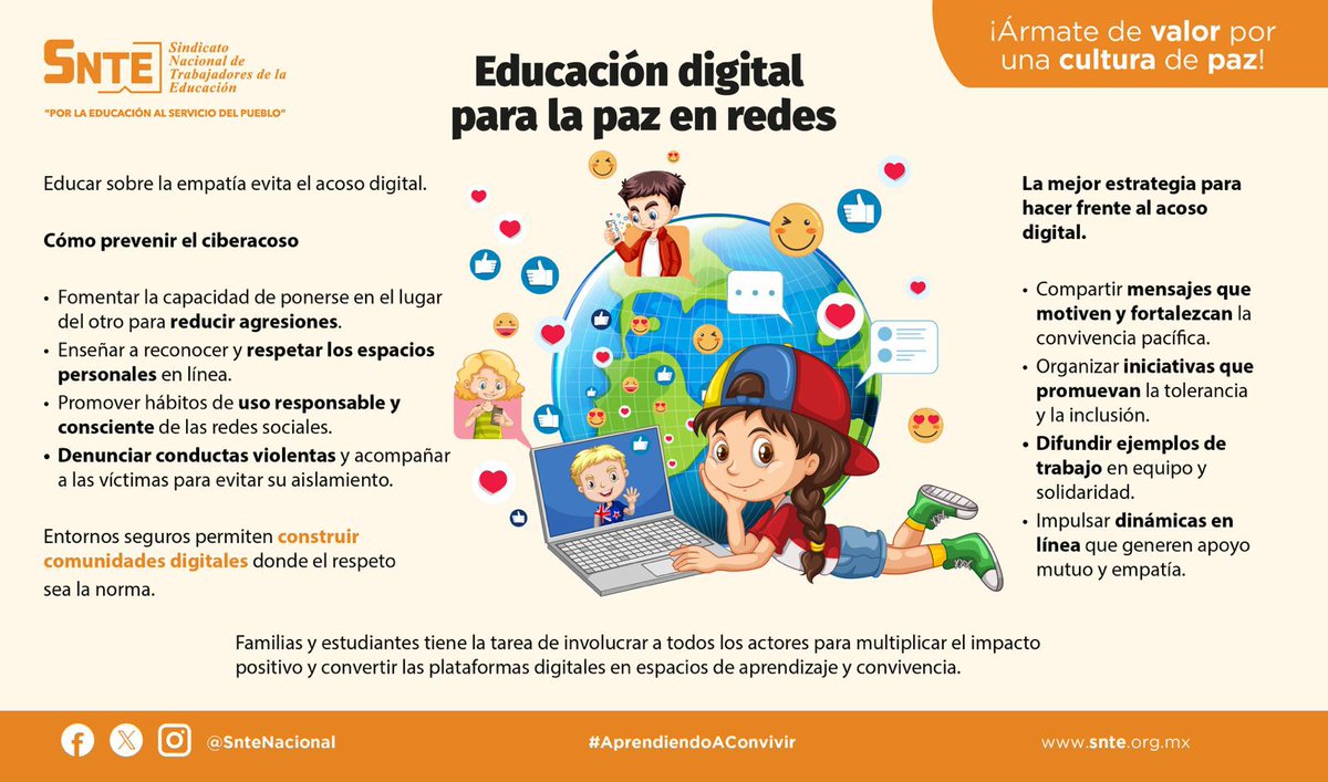 Seccion36Ofic's tweet photo. Á𝐫𝐦𝐚𝐭𝐞 𝐝𝐞 𝙫𝐚𝐥𝐨𝐫, 𝐩𝐨𝐫 𝐮𝐧𝐚 𝐜𝐮𝐥𝐭𝐮𝐫𝐚 𝐝𝐞 𝐩𝐚𝐳

🏫Educar en empatía y respeto digital previene el ciberacoso. Construyamos comunidades en paz, inclusión y solidaridad. 👫
#AprendiendoAConvivir https://t.co/1tzbEteM2U