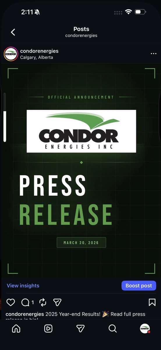 Condor Energies tweet media