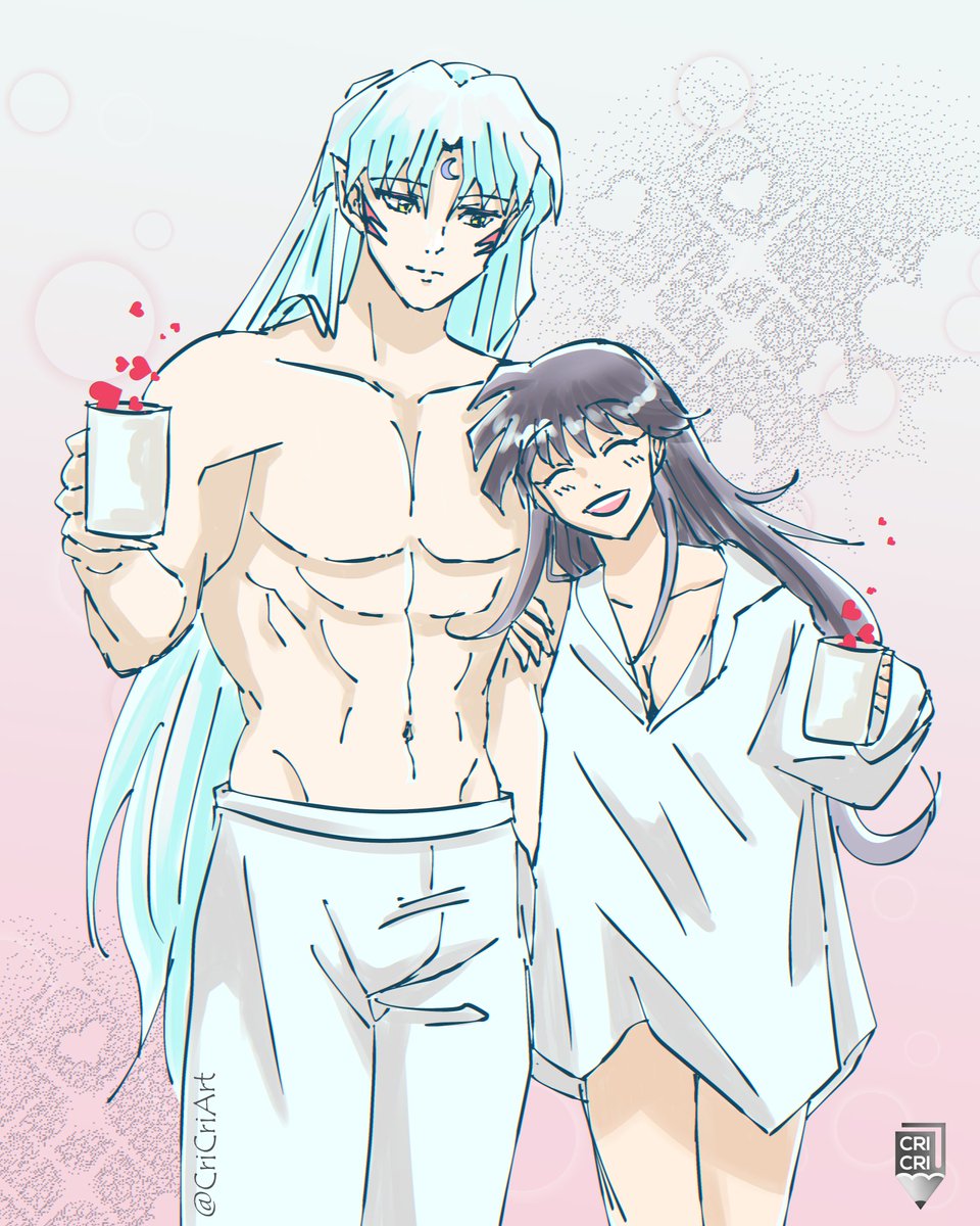 A steaming cup full of love 💕
Sesshomaru and Rin. 
#sessrin
#殺りん
#3月20日殺りんデー
#SessRinWeekend