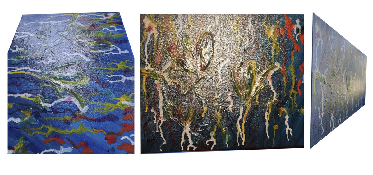 skeletonchik10's tweet photo. Not everything is as it first appears. I sculpted a volume-textured magnolia branch, then layered a wild pattern of colorful stripes and drips over the top. Finished with a high-gloss clear varnish. The magnolia reveals itself only at a specific angle and light. https://t.co/8TmeA7uG9r