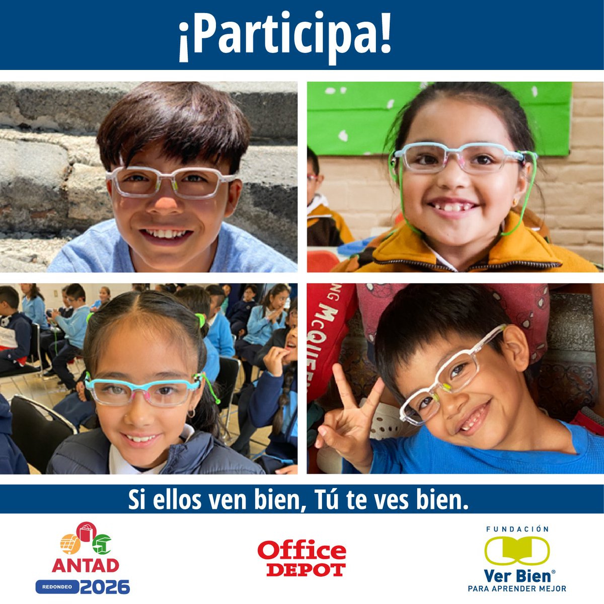 Una pequeña aportación puede traducirse en lentes para estudiantes que los necesitan.
Súmate al #RedondeoANTAD2026 en <a href="/OfficeDepotMex/">Office Depot México</a>. #VerBien
