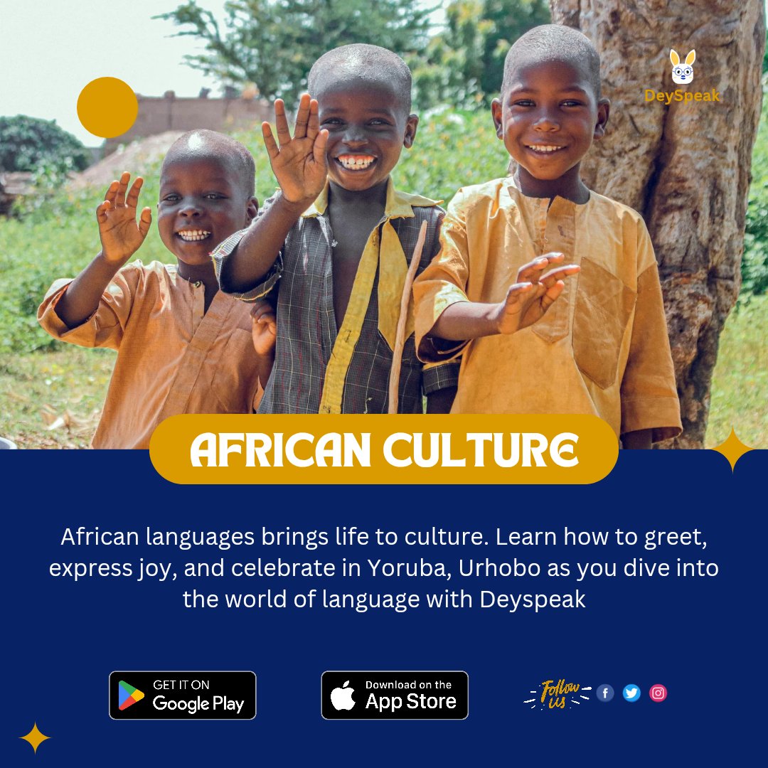 Language is not just words, it’s the rhythm of your roots. 

DeySpeak: Where culture meets fluency. Download now and find your voice.

#DeySpeak #AfricanRoots #SpeakYourTruth #NoMoreEnglishOnly