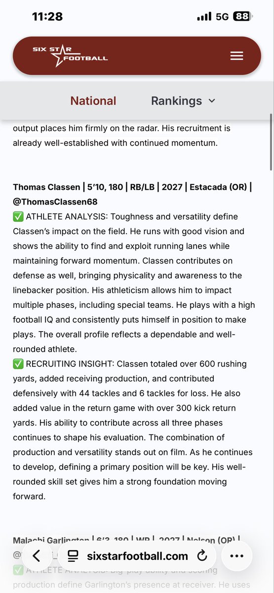 Thomas Classen 2027 RB tweet media