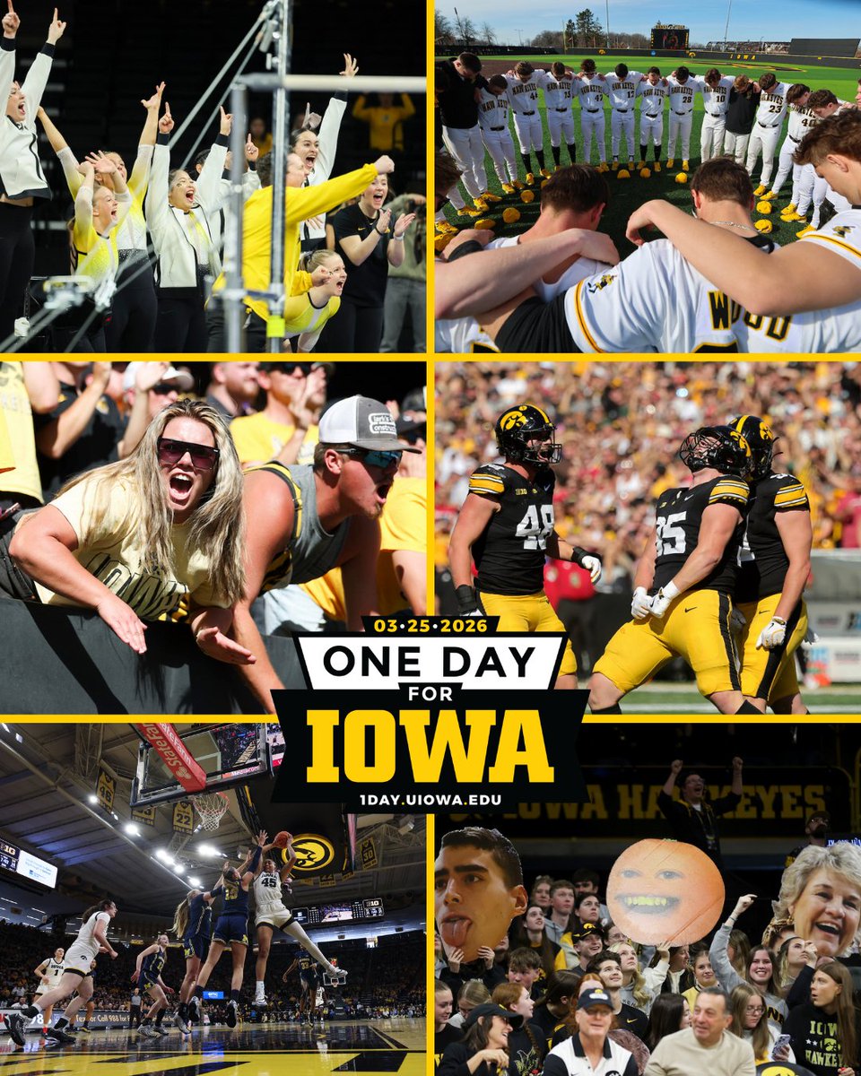 uiowaalumni's tweet photo. It’s game day, Hawkeyes. 🎉For 10 years, you’ve shown what’s possible when we come together.
Let’s start strong. #1DayForIowa

https://t.co/2GqbTxGPqj https://t.co/sgPKktytF0