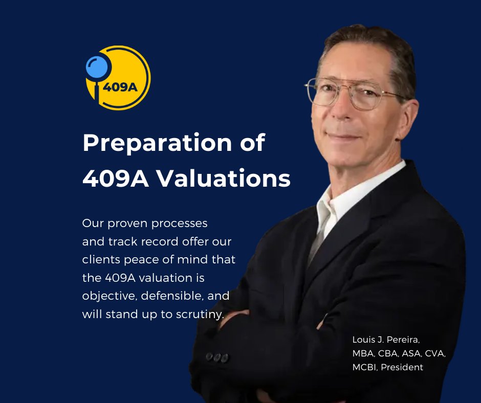 LouPereiraMBA's tweet photo. Offering stock options or deferred compensation? ⚖️ 
A 409A valuation ensures compliance with Section 409A protecting your company from penalties.

Merrimack Business Appraisers delivers defensible valuations so you can focus on growth &amp; retaining talent: https://t.co/bfZQ0AxVKU https://t.co/8DzqLbfUpc