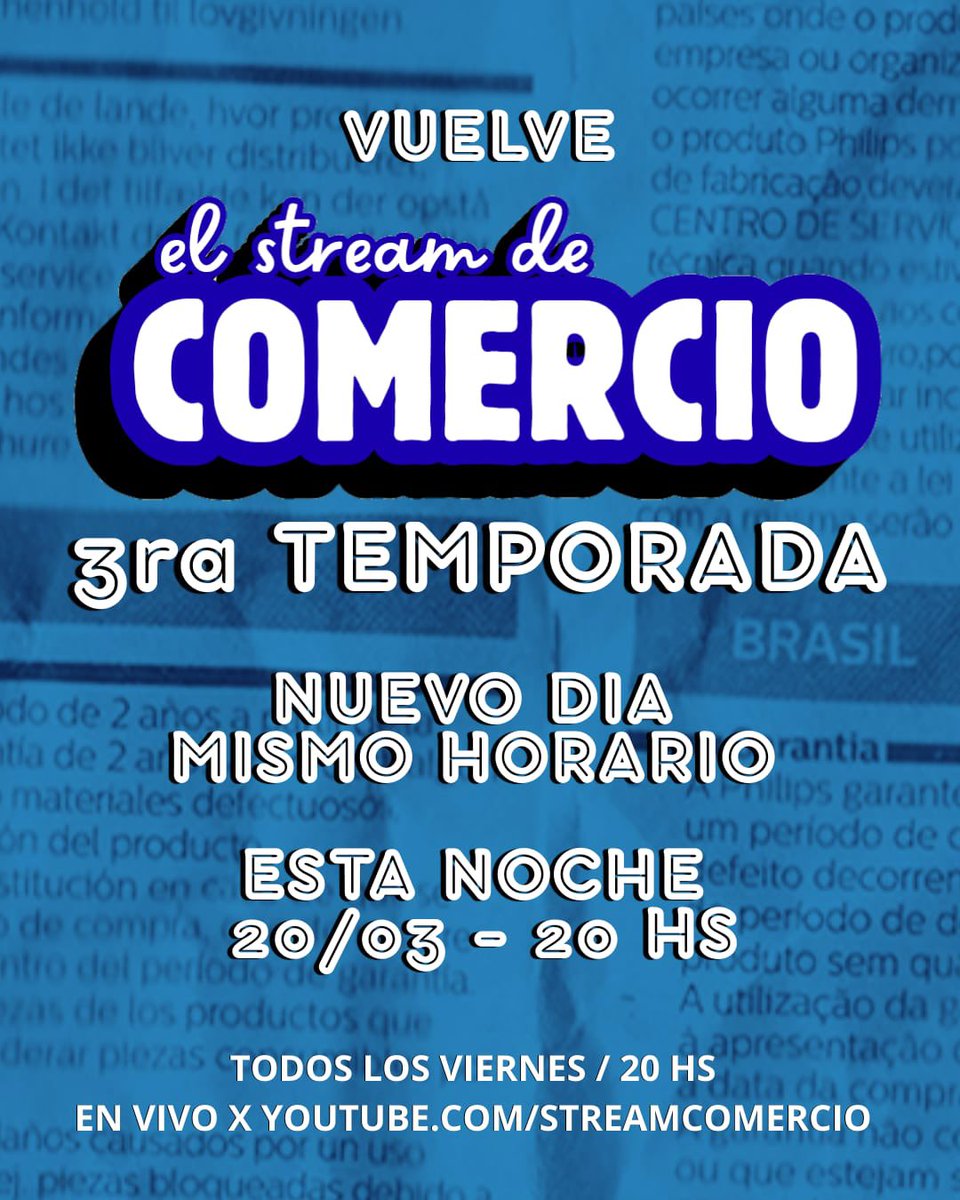 ‼️#STREAMCOMERCIO / 3RA TEMPORADA

✌🏽ESTA NOCHE VOLVEMOS A ENCONTRARNOS EN NUEVO DIA

🚩AHORA STREAMCOMERCIO SALE TODOS LOS VIERNES A LAS 20 HS

✌🏼TE ESPERAMOS ESTA NOCHE A LAS 20 HS X 

youtube.com/@streamcomerci…