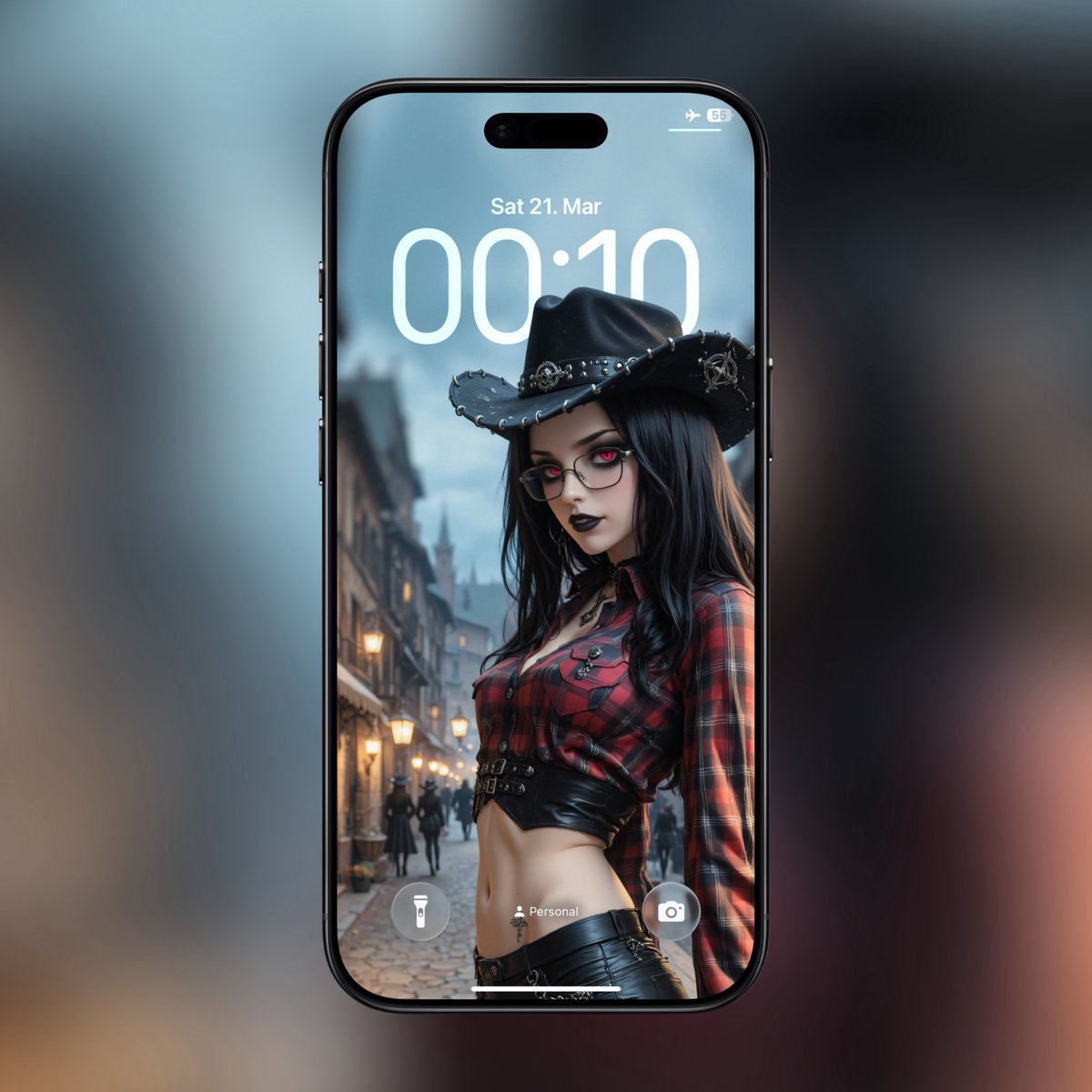 ScreenGirlsNet's tweet image. Got myself a new hat 🤠 

Does it suit me… or make me look even more dangerous? 🧐

#NewLook #CowgirlVibes #ScreenGirls #Lockscreen #AIArt #GothGirl