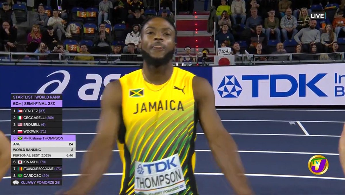 Two silver 🥈 medals for Jamaica on the opening day of the World Indoor Championship:

Jordan Scott Triple Jump - 17.33m
Kishane Thompson 60m - 6.45

Well done gentlemen, you've made us proud 🇯🇲👏