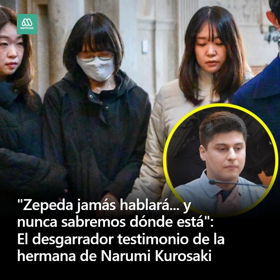 mutante321's tweet photo. 🟣 @veronicafoxley1 por crimen de #NarumiKurosaki, advierte que  #NicolasZepeda, de #Temuco, #Chile, comete tantas inexactitudes que defensa se desmorona. Honami Kurosaki, hermana de Narumi: "Zepeda jamás hablará... y nunca sabremos dónde está". Vía @meganoticiascl https://t.co/huQRUsmHTJ
