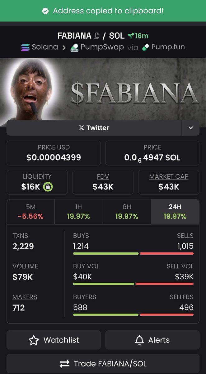 $Fabiana hitting global news rn !

4wQXjYfxSW7XhjZyao8QR4EpcB1UPwNKtWFKtiVPpump

<a href="/blknoiz06/">Ansem</a> <a href="/lynk0x/">lynk</a> <a href="/SolLunix/">Lunix</a>