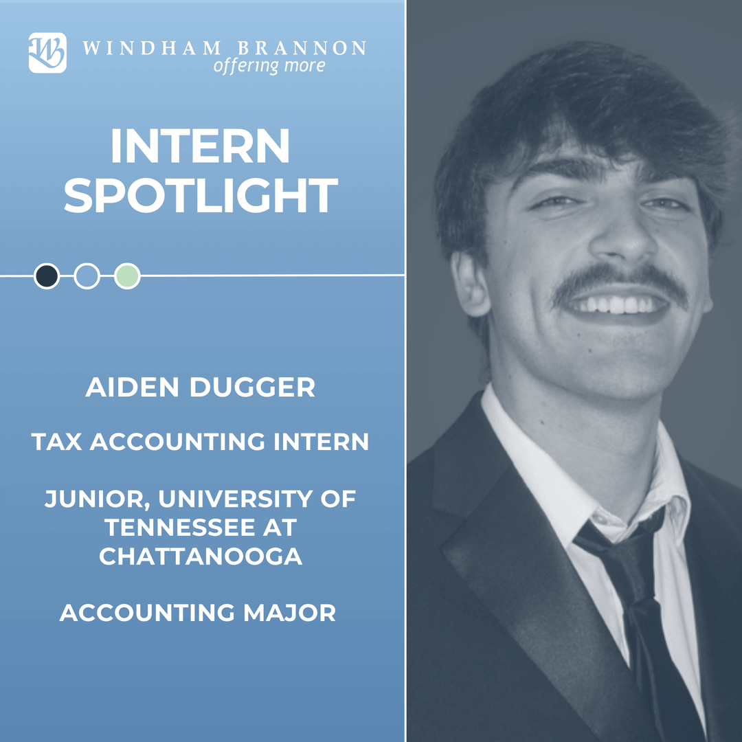 WindhamBrannon's tweet photo. Meet our Spring Tax Intern, Aiden Dugger, whose hard work is making a real impact.

Aiden studies Accounting at the University of Tennessee at Chattanooga as a Junior. Help us celebrate his contributions!

#InternSpotlight #SpringInterns https://t.co/1TKLtH2m9Y