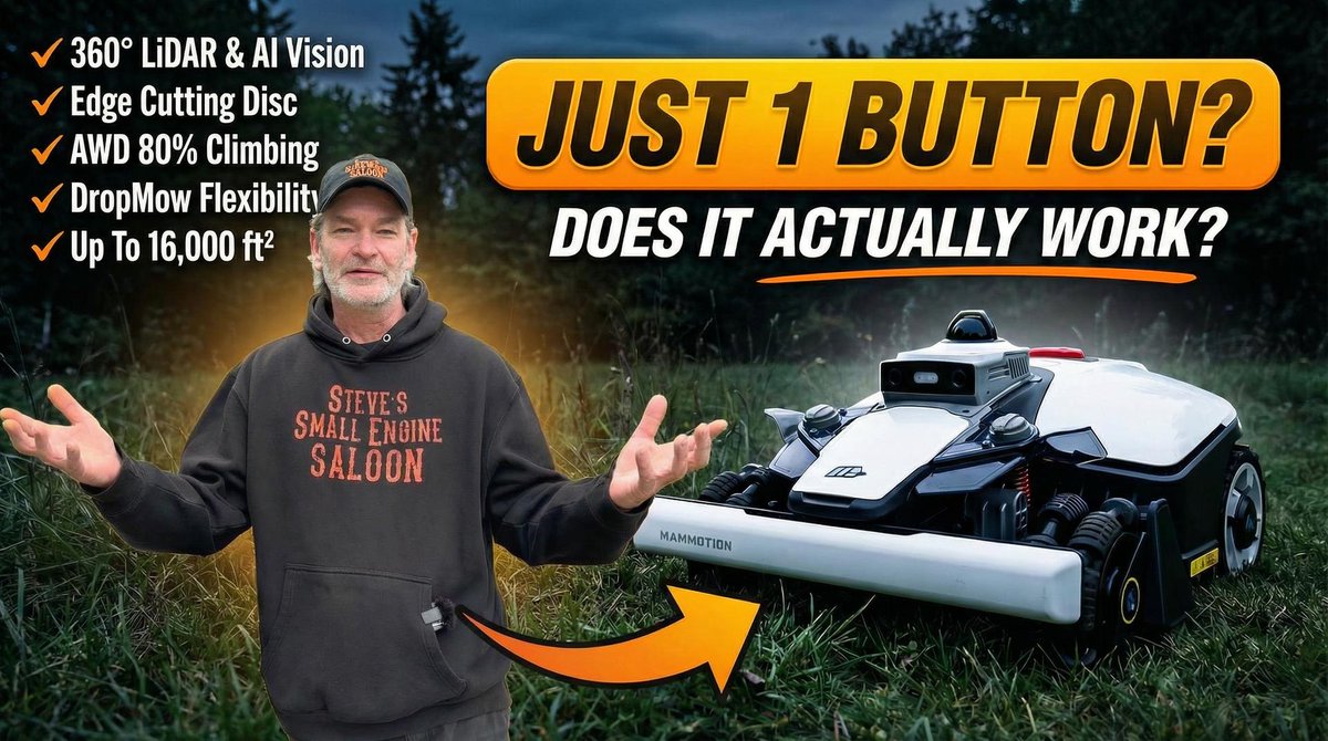 SteveSaloon's tweet photo. A robot mower that needs no app, boundary wires or setup. Just one button — and it figures out your yard on its own.  That's the claim. I went out and tested it on a fresh patch of grass. The results? Honestly… not what I expected. 
https://t.co/K5QBlitaJO
#mammotion #LUBAmini2 https://t.co/b6B3TWhi2O