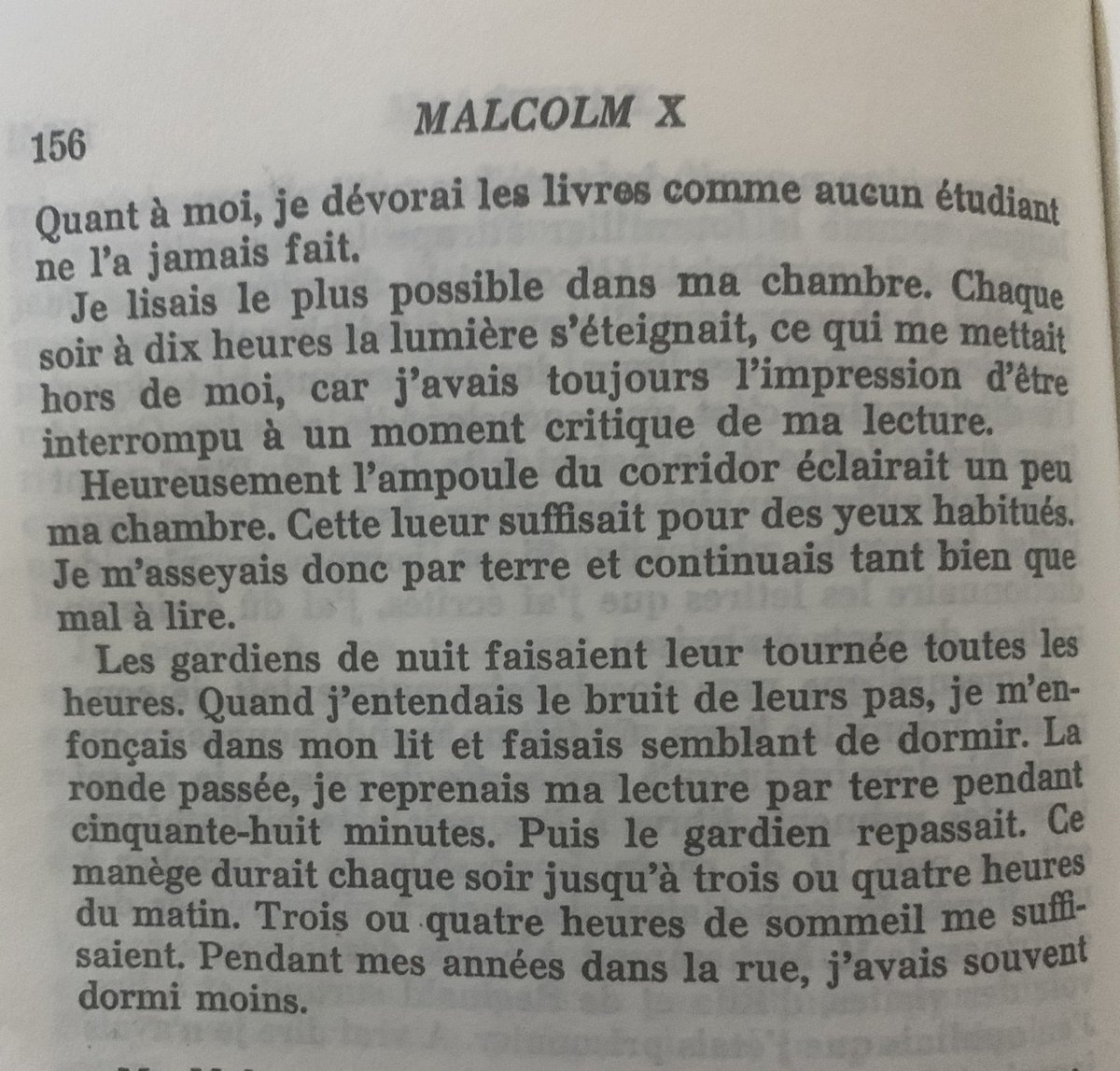 abbouche_nasser's tweet photo. Extrait de l’autobiographie de Malcom X &amp; Alex Haley , page 156 .
Durant son incarcération qui l’a transformé et instruit grâce notamment à la #lecture .
Rahimahu Allah ( qu’Allah lui face miséricorde) 
#malcomx https://t.co/HF06m9QC2w