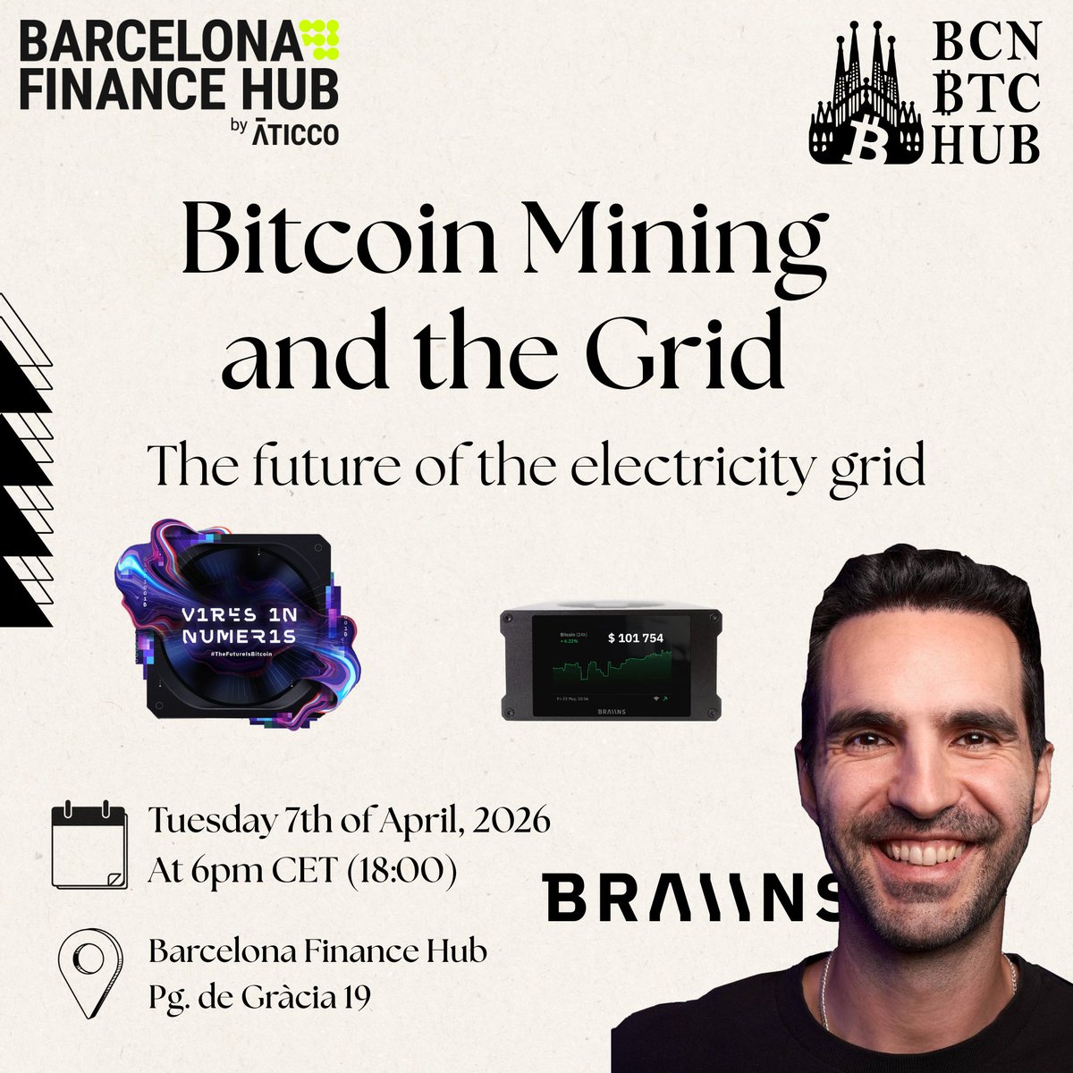 bcnbtchub's tweet photo. 🚨 APRIL MEETUP 🚨

Bitcoin Mining and the Grid: The future of the electricity grid with @JavierHermosa21 from @Braiins 

🗓️ April 7, 18:00
📍 Pg. de Gràcia 19, Barcelona Finance Hub
🔗 Registration required: https://t.co/gxbhULxhCV https://t.co/DyX3n10zx7