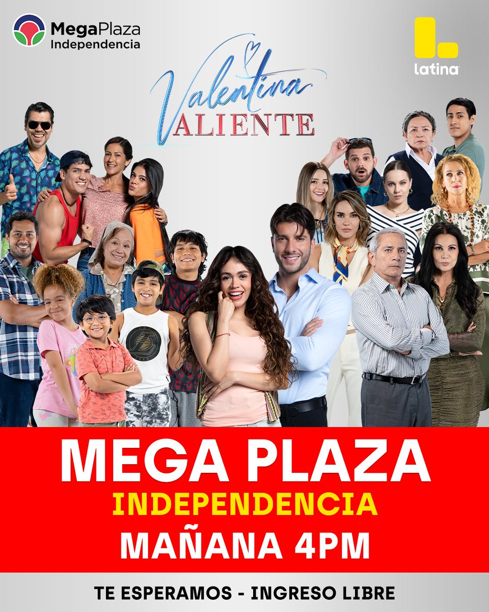 ✨ ¡NO TE LO PIERDAS! El elenco de #ValentinaValiente llega a Mega Plaza Independencia para un encuentro imperdible con sus fans 😍. Ven mañana SÁBADO a las 4 p.m. y vive esta experiencia única… ¡te esperamos! 🙌🎉